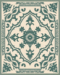 Emerald Green Floral Mandala Medallion Rug