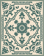 Emerald Green Floral Mandala Medallion Rug
