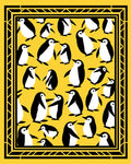 Playful Yellow Penguin Repeat Border Rug