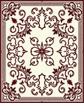 Dark Red Floral Scroll Border Rug
