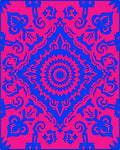 Vibrant Pink Blue Mandala medallion Rug