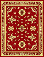 Crimson Gold Floral Medallion Rectangular Rug