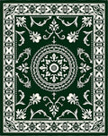 Forest Green Floral Medallion Border Rug