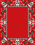 Festive Red Holly Floral Border Rug