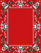 Festive Red Holly Floral Border Rug
