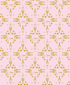 Golden Art Deco Lilies on Pink Rug