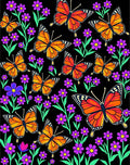 Whimsical Orange Monarch Butterfly Garden Rug