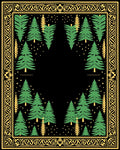 Black Forest Trees Starry Night Border Rug