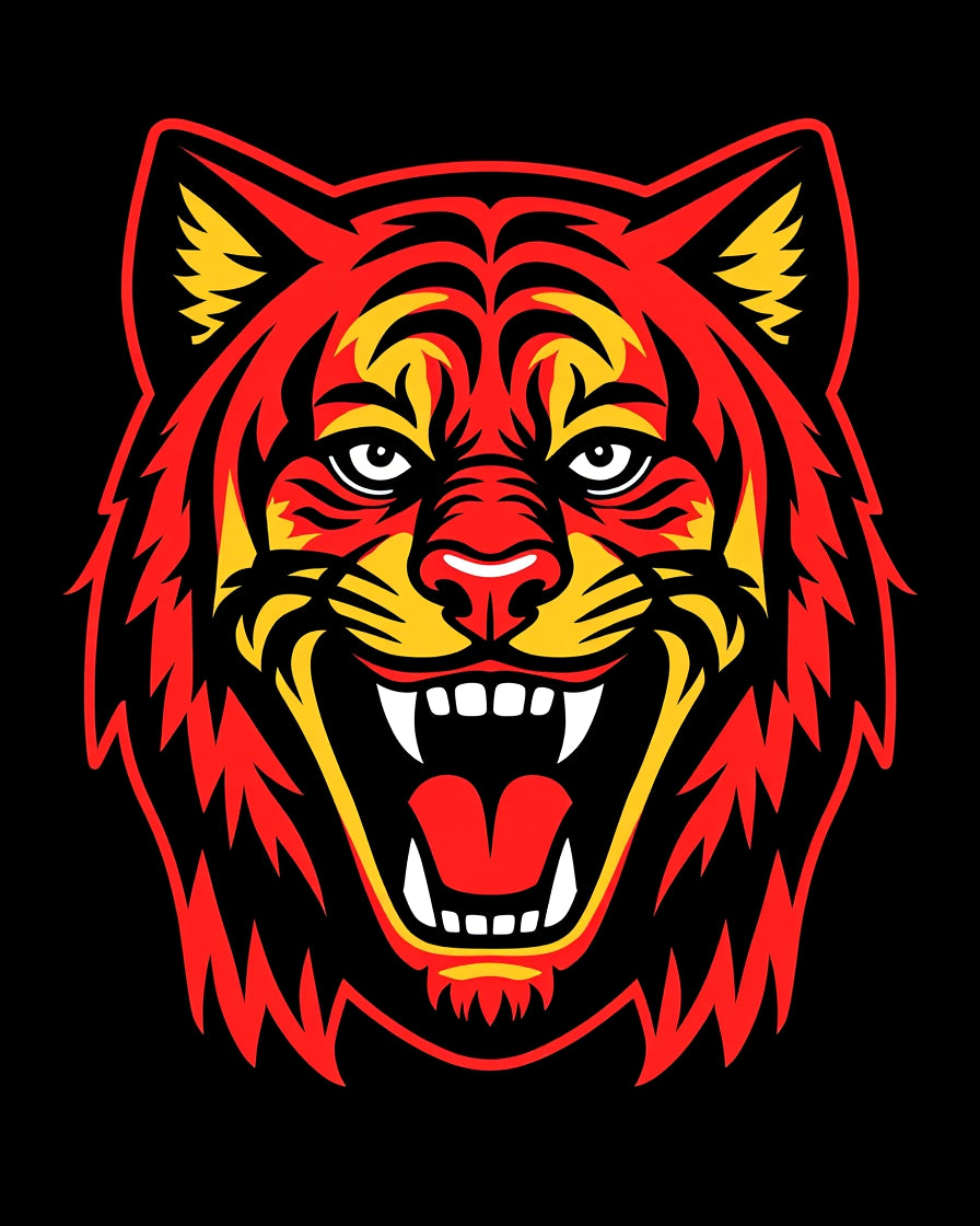 Fiery Red Yellow Tiger Roar Rug