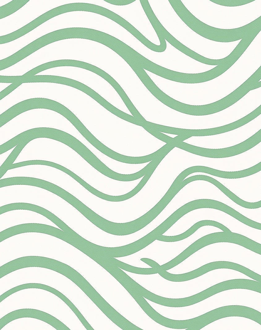 Soft Mint Green Flowing Wave Rug