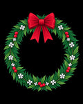 Festive Red Bow Green Leaf Wreath Rug
