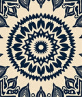 Navy Blue Floral Medallion Art Rug