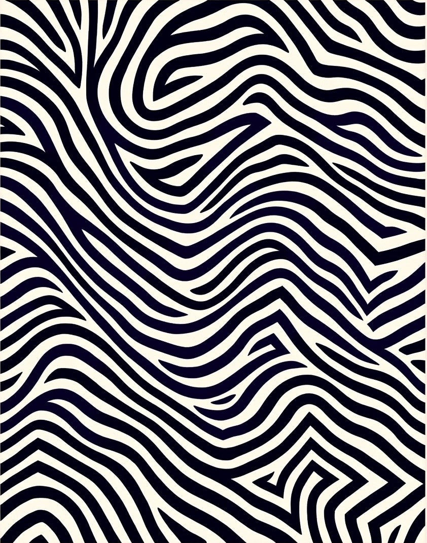 Bold Black White Zebra Wave Rug