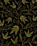 Black Gold Leafy Swirls Rug