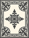 Classic Black Floral Scroll Square Rug