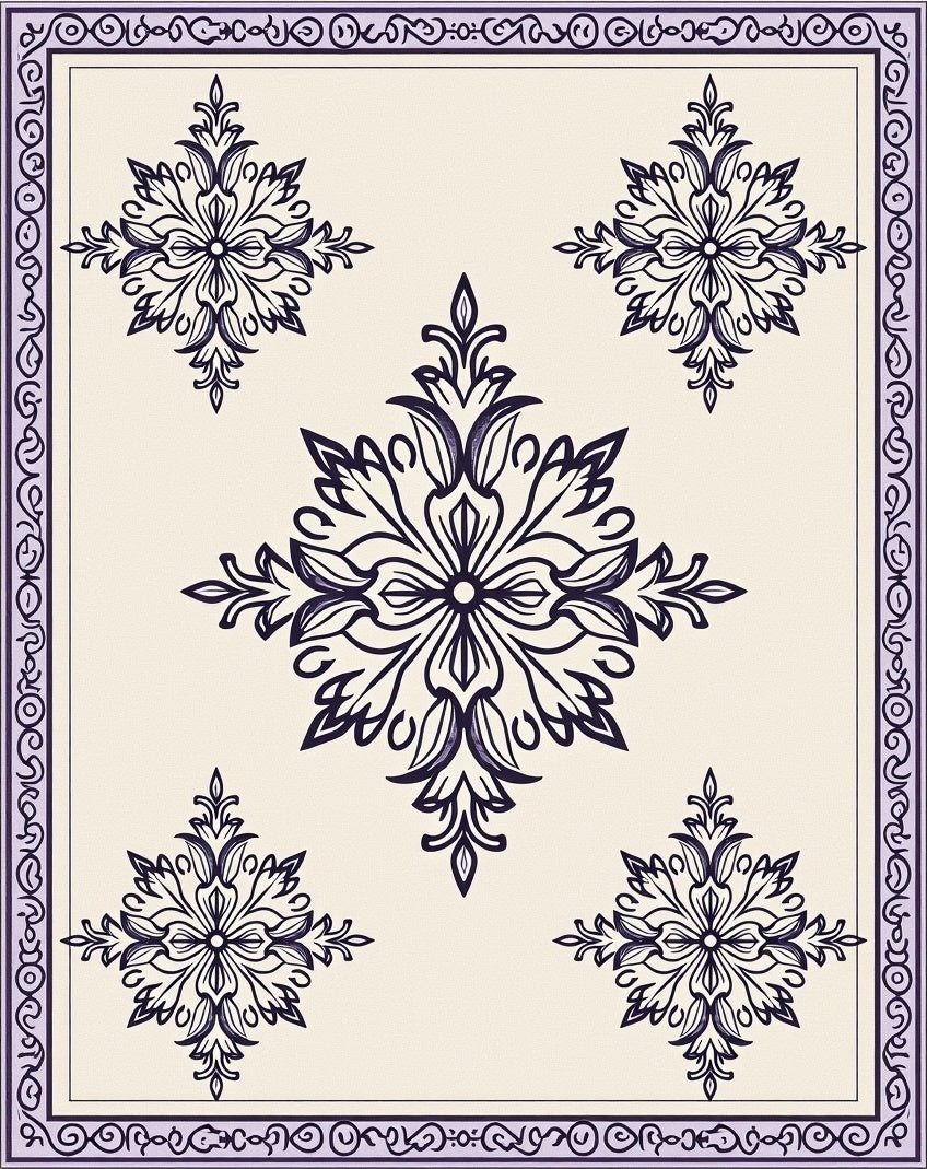 Vintage Indigo Floral Medallion Arrangement Rug