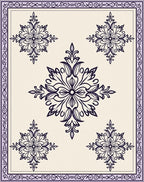 Vintage Indigo Floral Medallion Arrangement Rug