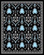 Sky Blue Geometric Folk Art Rug