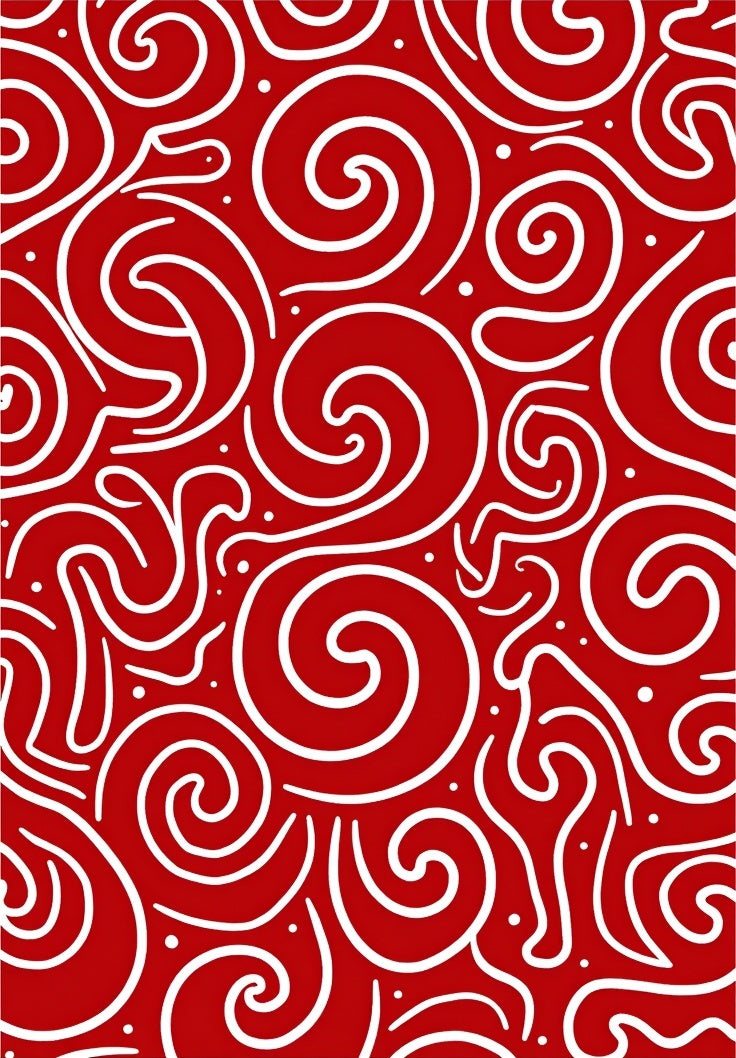Crimson White Abstract Swirl Rug