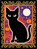 Black Cat Halloween Night Sky Rug