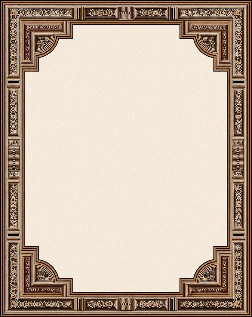 Geometric Wood Tone Border Rug