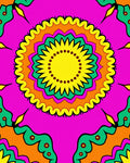 Vibrant Yellow Green Orange Mandala Rug