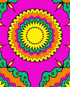 Vibrant Yellow Green Orange Mandala Rug