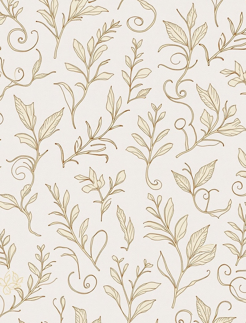 Cream Leafy Branch Swirl Art Rug