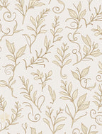 Cream Leafy Branch Swirl Art Rug
