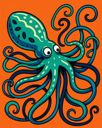 Teal Octopus With Whimsical Swirls Rug