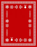 Festive Red Snowflake Ornament Border Rug