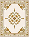 Elegant Gold Floral Scroll Frame Rug