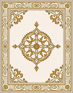 Elegant Gold Floral Scroll Frame Rug