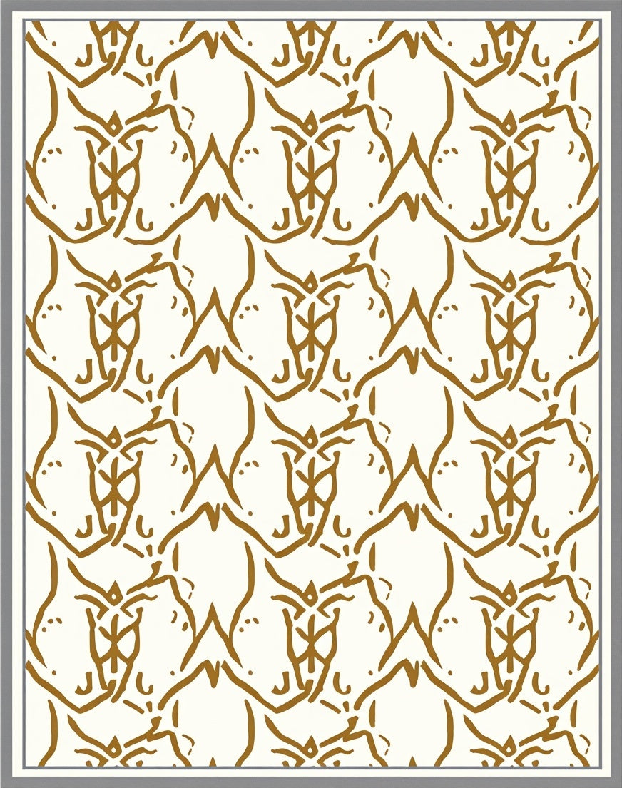 Golden Brown Interlocking Arabesque Fabric Rug