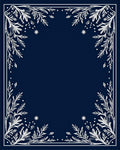 Navy Blue White Botanical Border Rug