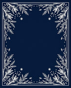 Navy Blue White Botanical Border Rug