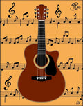Brown Guitar with Musical Notes Rug