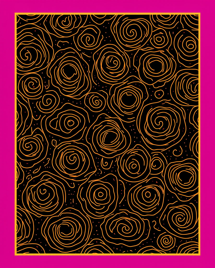 Orange Swirl Roses Black Background Rug
