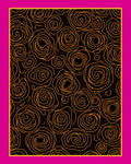 Orange Swirl Roses Black Background Rug