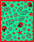 Red Helmets Teal Abstract Sport Rug