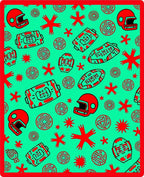 Red Helmets Teal Abstract Sport Rug