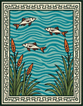 Oceanic Fish Reeds Border Artwork Rug