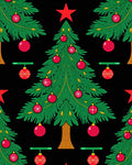 Festive Green Christmas Trees Red Ornaments Rug