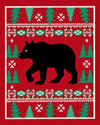 Winter Bear Forest Folk Art Rug