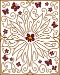 Maroon Butterfly Floral Swirl Scroll Rug