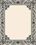 Black Ivory Scrollwork Frame Rug