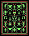Neon Green Festive Tree and Glass Collage Rug