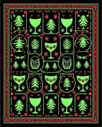 Neon Green Festive Tree and Glass Collage Rug