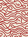Crimson Red Wavy Line Abstract Rug