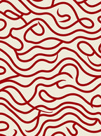 Crimson Red Wavy Line Abstract Rug